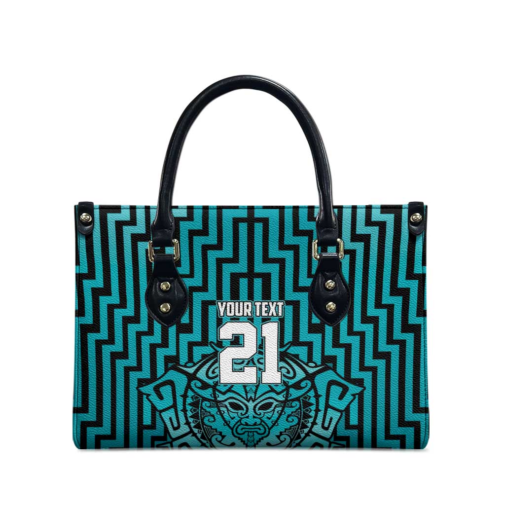 Custom Basketball New Zealand Leather Bag Teal Maori Ta Moko Indigenous - Aussie Hoodie