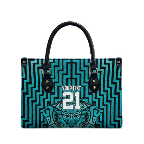 Custom Basketball New Zealand Leather Bag Teal Maori Ta Moko Indigenous - Aussie Hoodie