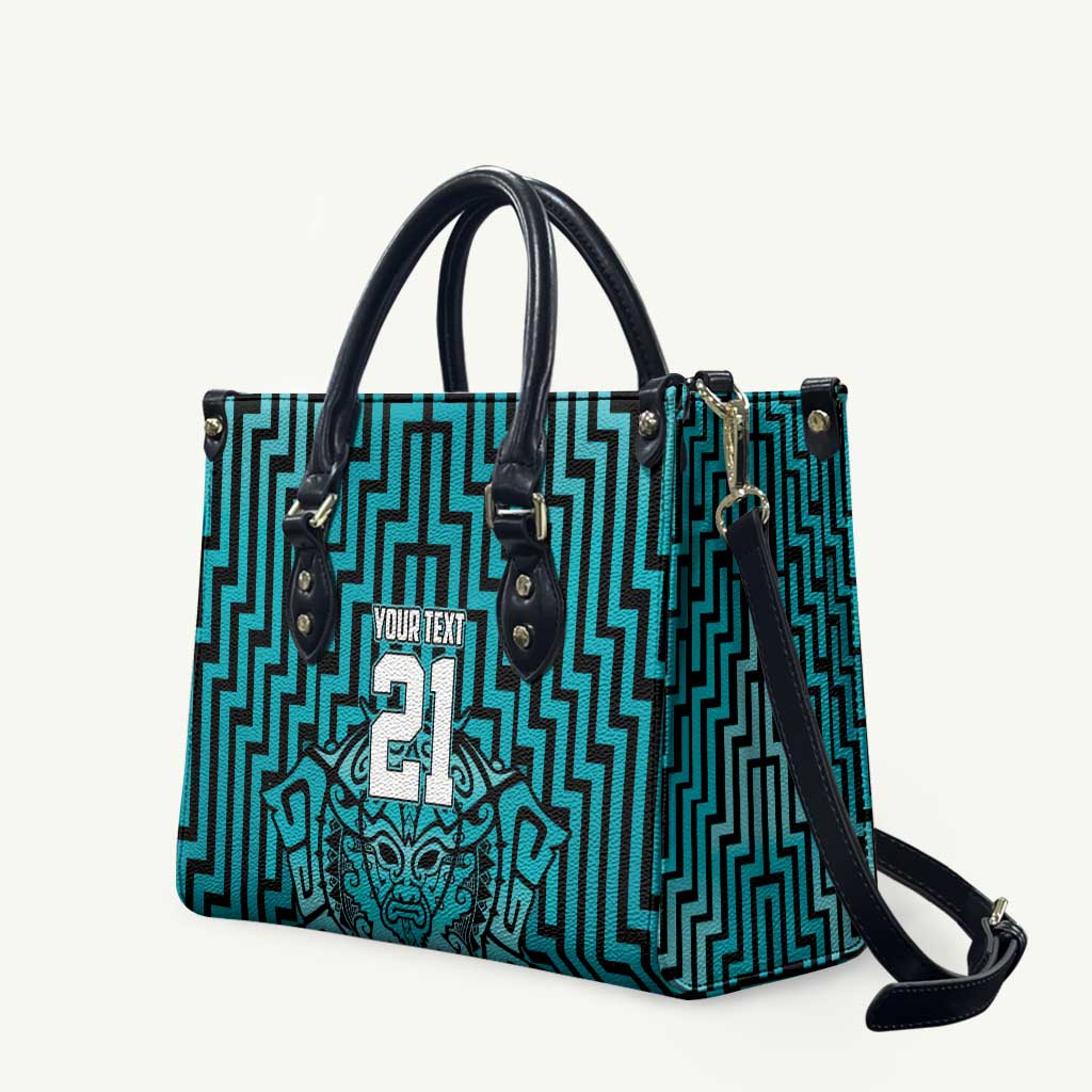 Custom Basketball New Zealand Leather Bag Teal Maori Ta Moko Indigenous - Aussie Hoodie