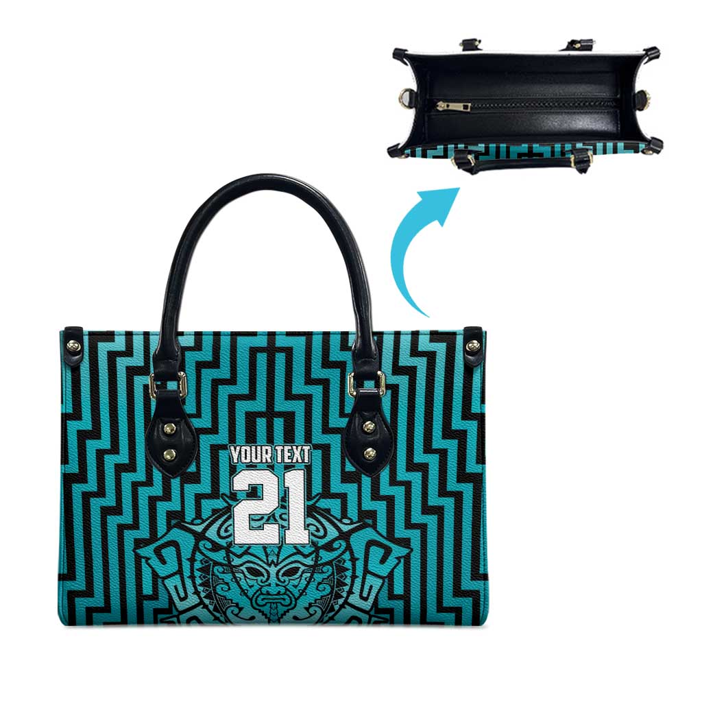 Custom Basketball New Zealand Leather Bag Teal Maori Ta Moko Indigenous - Aussie Hoodie