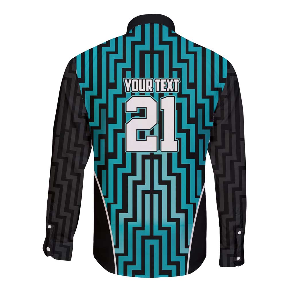 Custom Basketball New Zealand Long Sleeve Button Shirt Teal Maori Ta Moko Indigenous - Aussie Hoodie