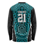 Custom Basketball New Zealand Long Sleeve Shirt Teal Maori Ta Moko Indigenous - Aussie Hoodie