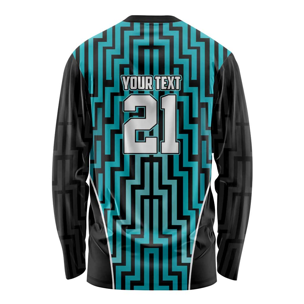 Custom Basketball New Zealand Long Sleeve Shirt Teal Maori Ta Moko Indigenous - Aussie Hoodie