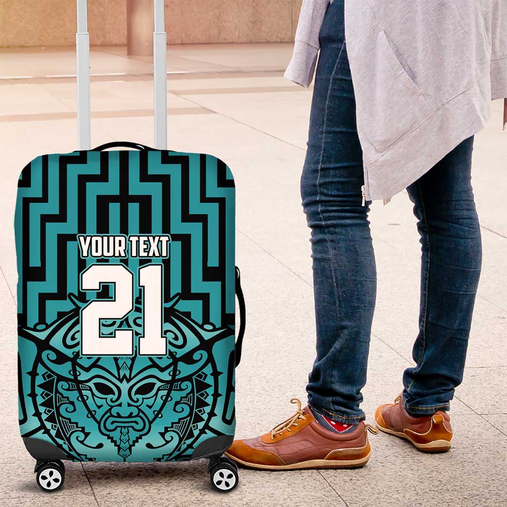 Custom Basketball New Zealand Luggage Cover Teal Maori Ta Moko Indigenous - Aussie Hoodie