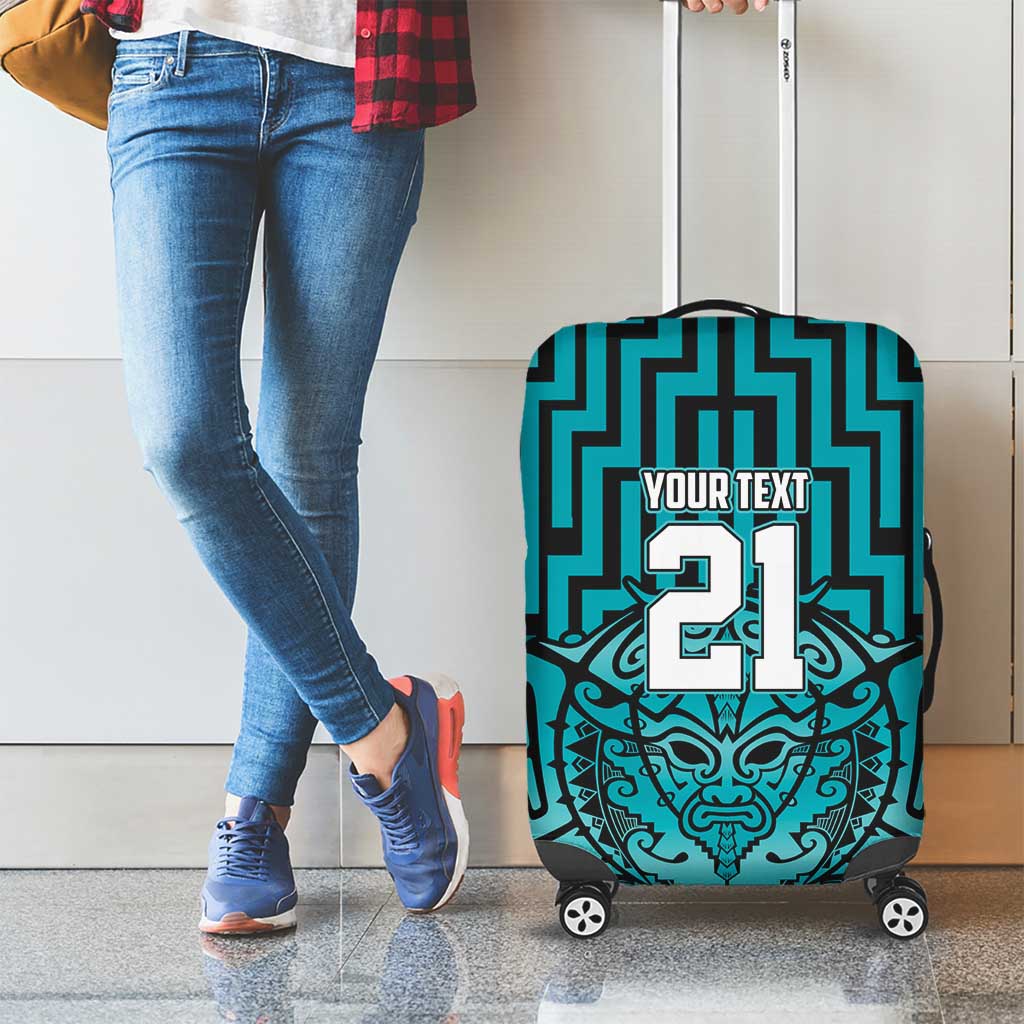 Custom Basketball New Zealand Luggage Cover Teal Maori Ta Moko Indigenous - Aussie Hoodie
