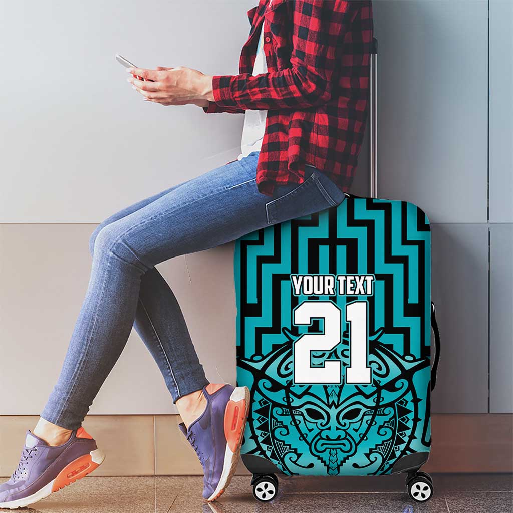 Custom Basketball New Zealand Luggage Cover Teal Maori Ta Moko Indigenous - Aussie Hoodie