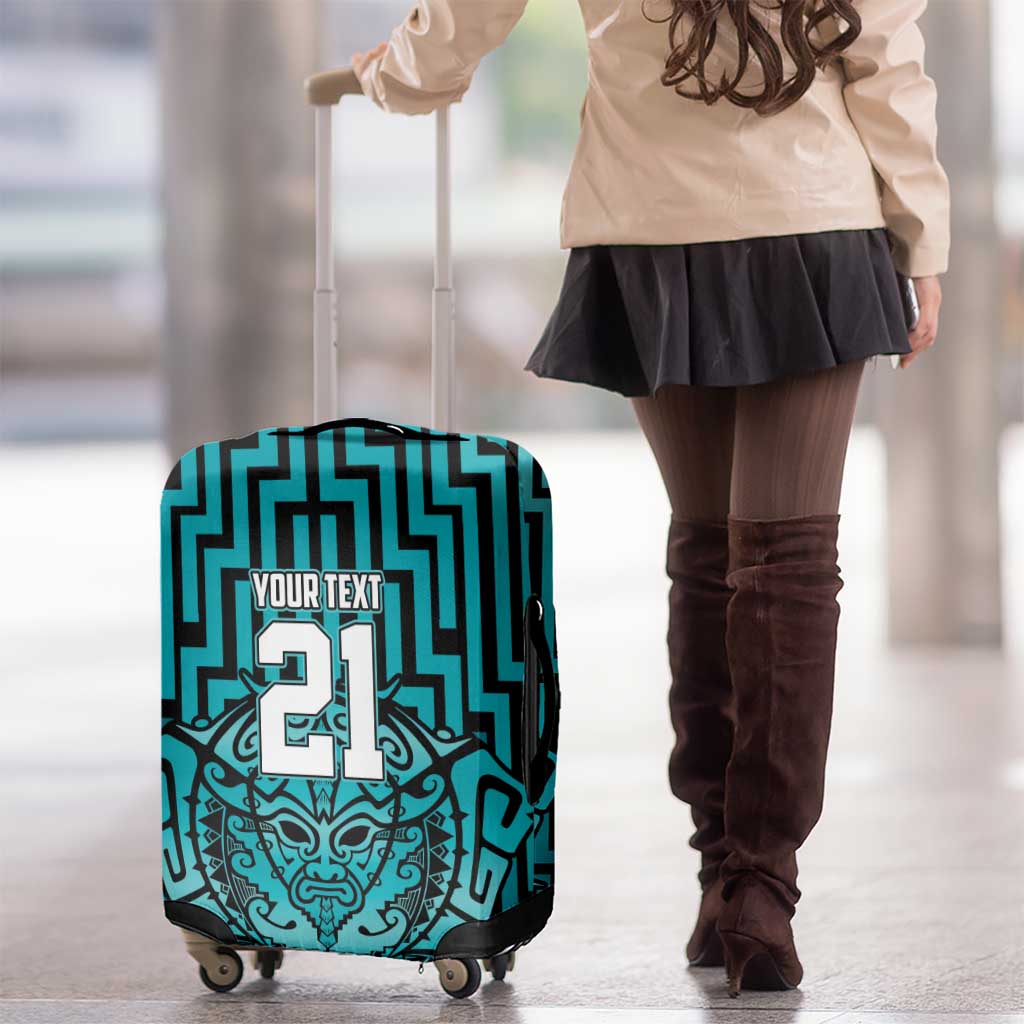 Custom Basketball New Zealand Luggage Cover Teal Maori Ta Moko Indigenous - Aussie Hoodie