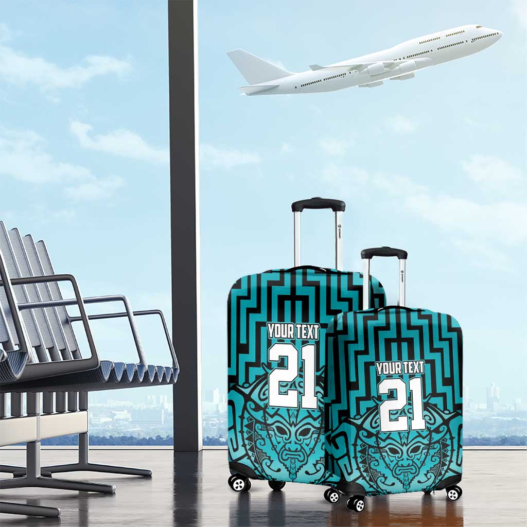 Custom Basketball New Zealand Luggage Cover Teal Maori Ta Moko Indigenous - Aussie Hoodie