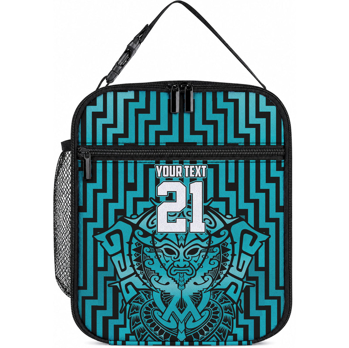 Custom Basketball New Zealand Lunch Bag Teal Maori Ta Moko Indigenous