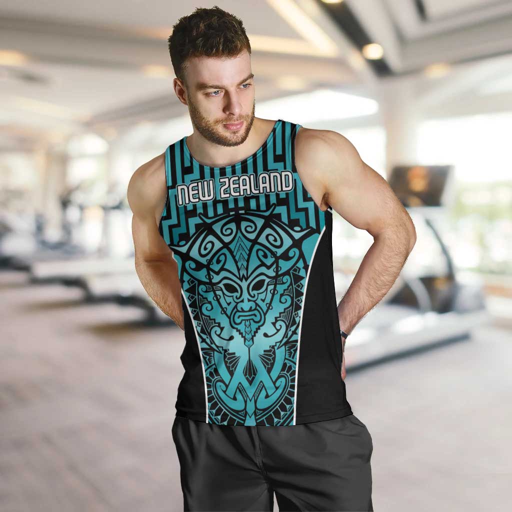 Custom Basketball New Zealand Men Tank Top Teal Maori Ta Moko Indigenous - Aussie Hoodie