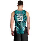 Custom Basketball New Zealand Men Tank Top Teal Maori Ta Moko Indigenous - Aussie Hoodie