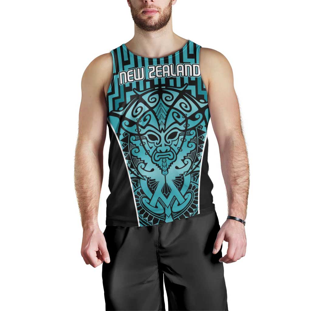 Custom Basketball New Zealand Men Tank Top Teal Maori Ta Moko Indigenous - Aussie Hoodie