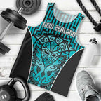 Custom Basketball New Zealand Men Tank Top Teal Maori Ta Moko Indigenous - Aussie Hoodie