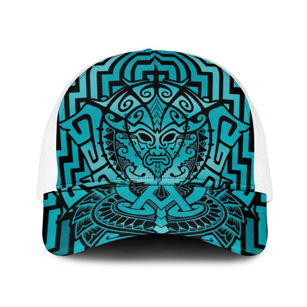 Basketball New Zealand Mesh Trucker Cap Teal Maori Ta Moko Indigenous - Aussie Hoodie