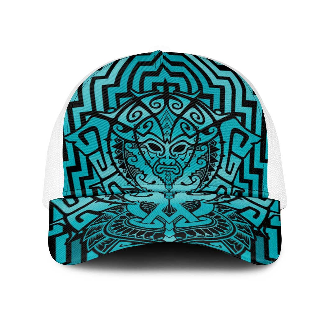 Basketball New Zealand Mesh Trucker Cap Teal Maori Ta Moko Indigenous - Aussie Hoodie