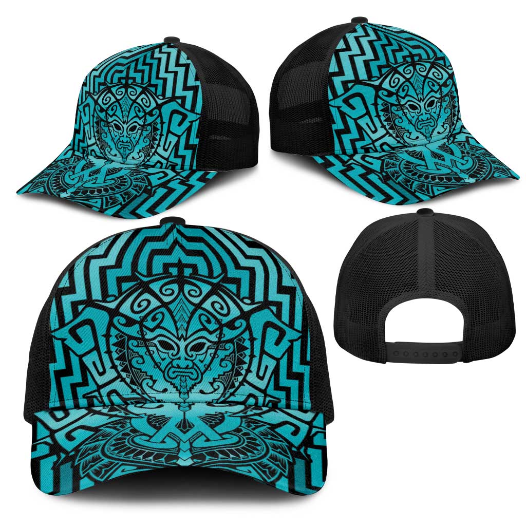 Basketball New Zealand Mesh Trucker Cap Teal Maori Ta Moko Indigenous - Aussie Hoodie