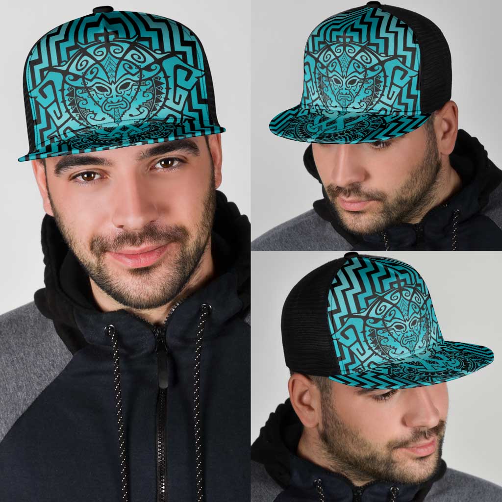Basketball New Zealand Mesh Trucker Cap Teal Maori Ta Moko Indigenous - Aussie Hoodie