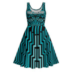 Custom Basketball New Zealand Midi Dress Teal Maori Ta Moko Indigenous - Aussie Hoodie