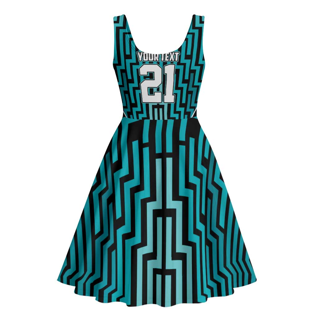 Custom Basketball New Zealand Midi Dress Teal Maori Ta Moko Indigenous - Aussie Hoodie