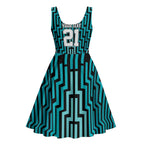 Custom Basketball New Zealand Midi Dress Teal Maori Ta Moko Indigenous - Aussie Hoodie