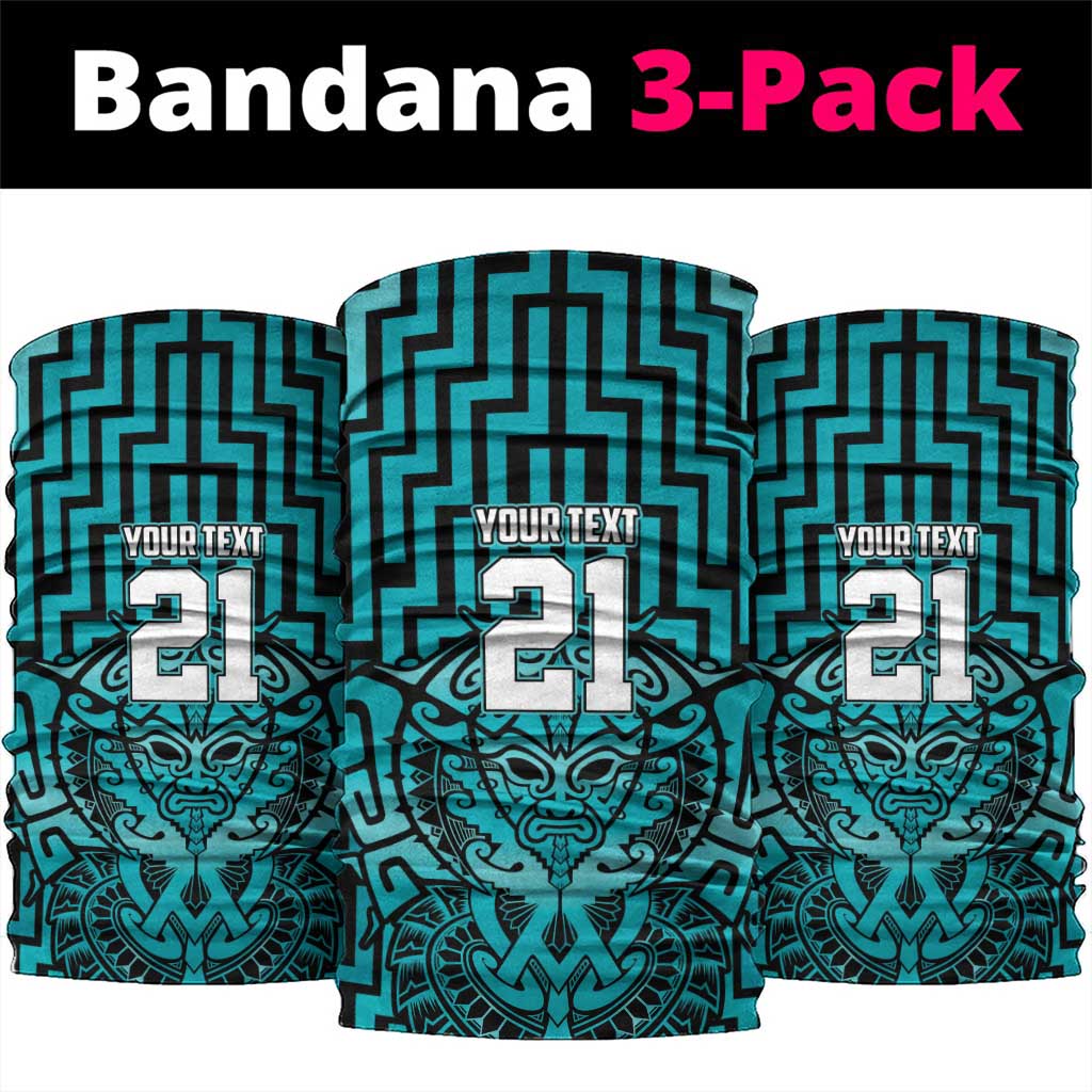Custom Basketball New Zealand Neck Gaiter Teal Maori Ta Moko Indigenous LT9