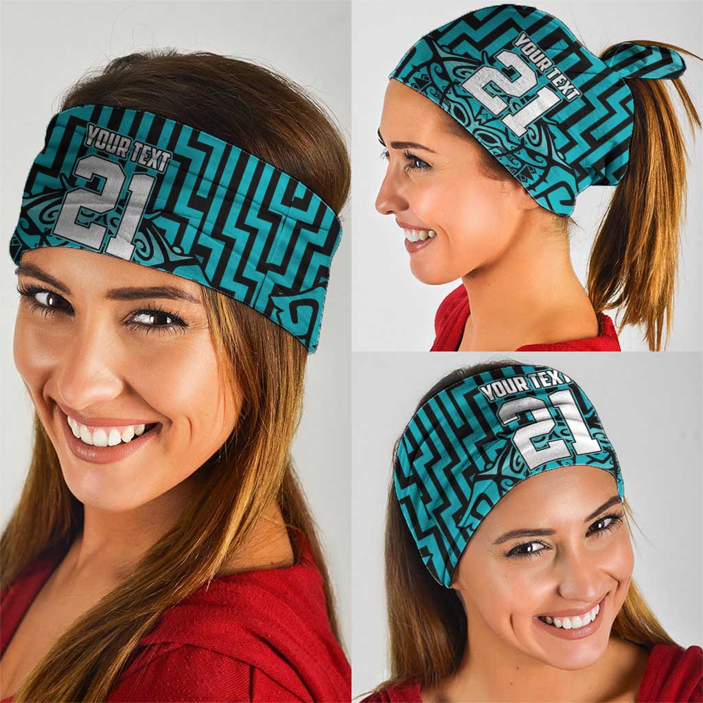 Custom Basketball New Zealand Neck Gaiter Teal Maori Ta Moko Indigenous LT9