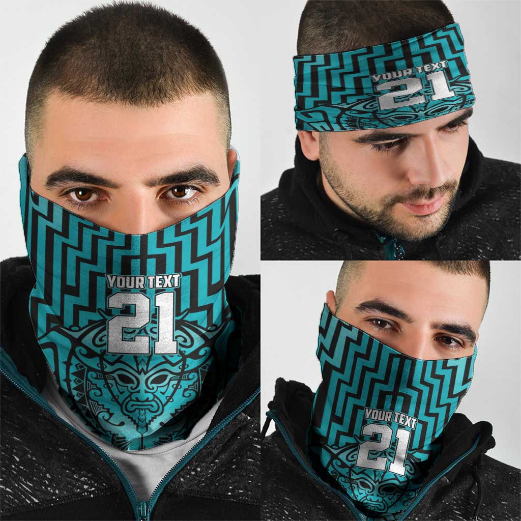 Custom Basketball New Zealand Neck Gaiter Teal Maori Ta Moko Indigenous LT9