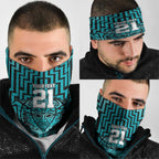 Custom Basketball New Zealand Neck Gaiter Teal Maori Ta Moko Indigenous LT9