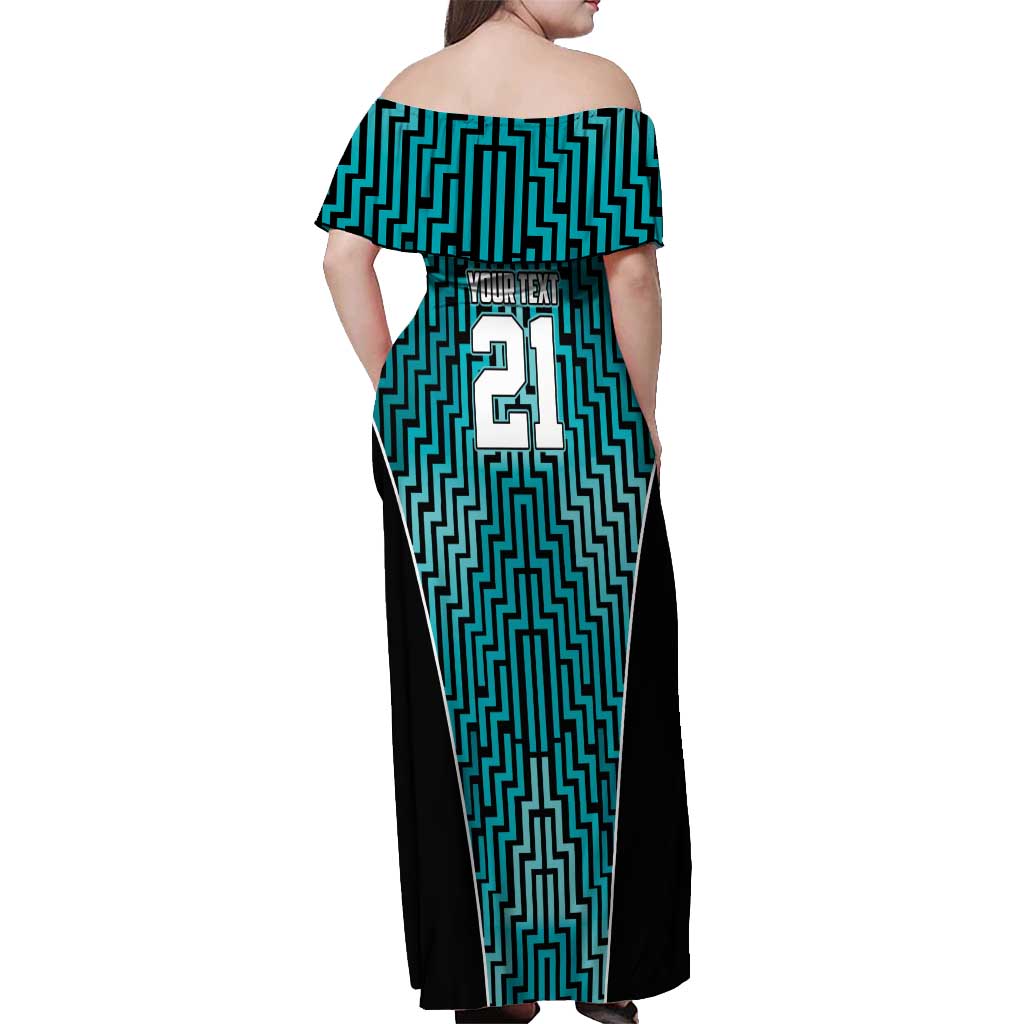 Custom Basketball New Zealand Off Shoulder Maxi Dress Teal Maori Ta Moko Indigenous - Aussie Hoodie