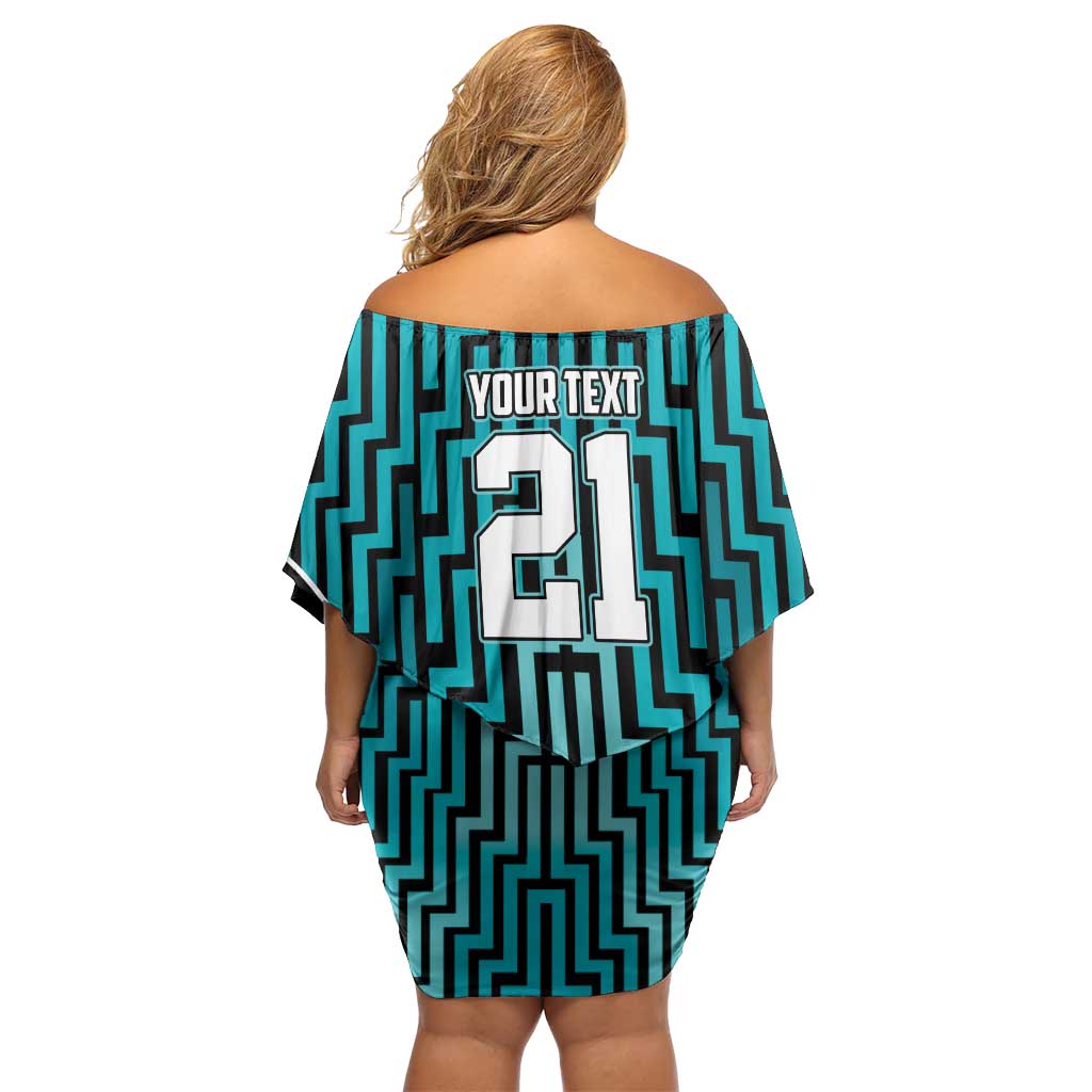 Custom Basketball New Zealand Off Shoulder Short Dress Teal Maori Ta Moko Indigenous - Aussie Hoodie