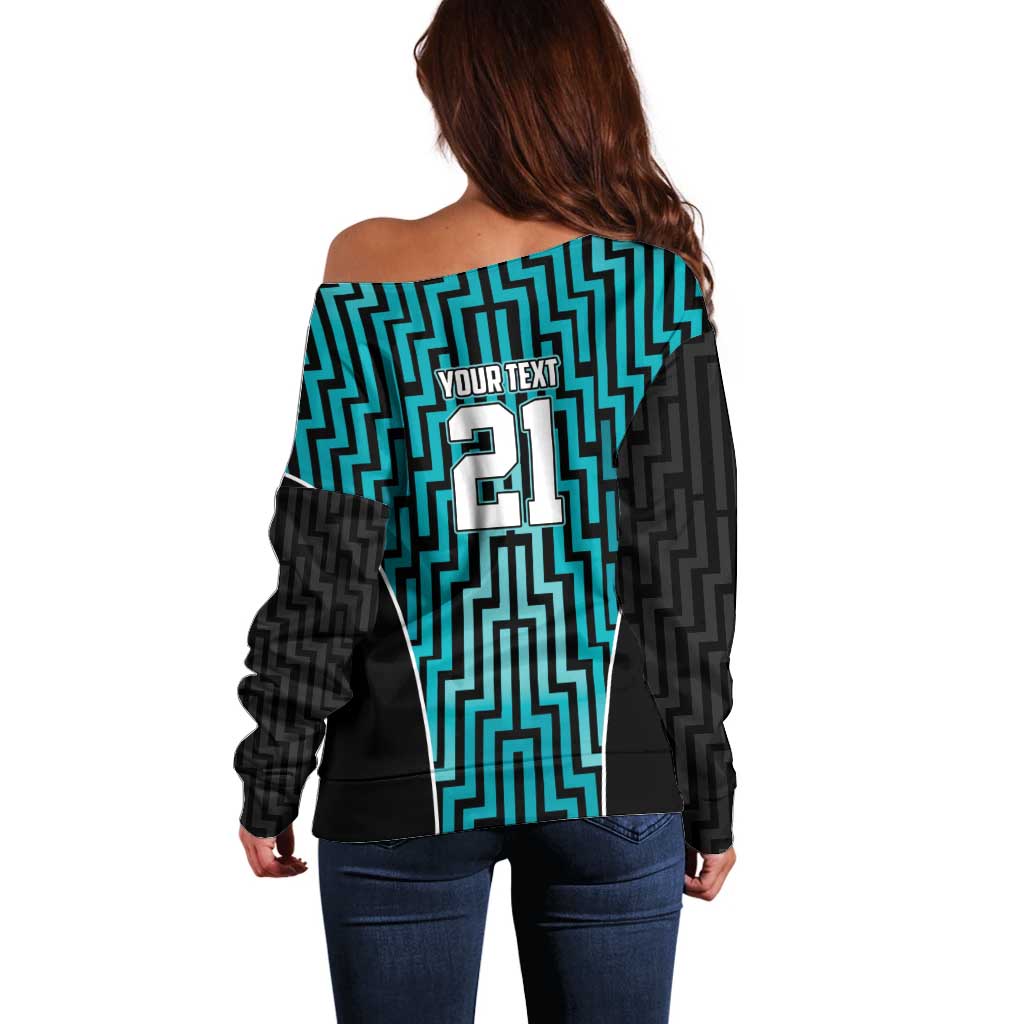 Custom Basketball New Zealand Off Shoulder Sweater Teal Maori Ta Moko Indigenous - Aussie Hoodie