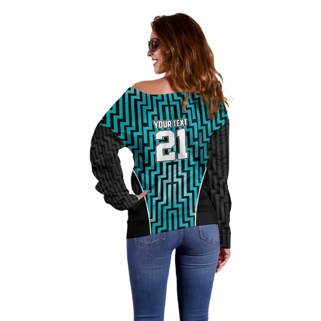Custom Basketball New Zealand Off Shoulder Sweater Teal Maori Ta Moko Indigenous - Aussie Hoodie