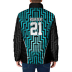 Custom Basketball New Zealand Padded Jacket Teal Maori Ta Moko Indigenous - Aussie Hoodie