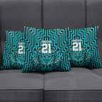 Custom Basketball New Zealand Pillow Cover Teal Maori Ta Moko Indigenous - Aussie Hoodie