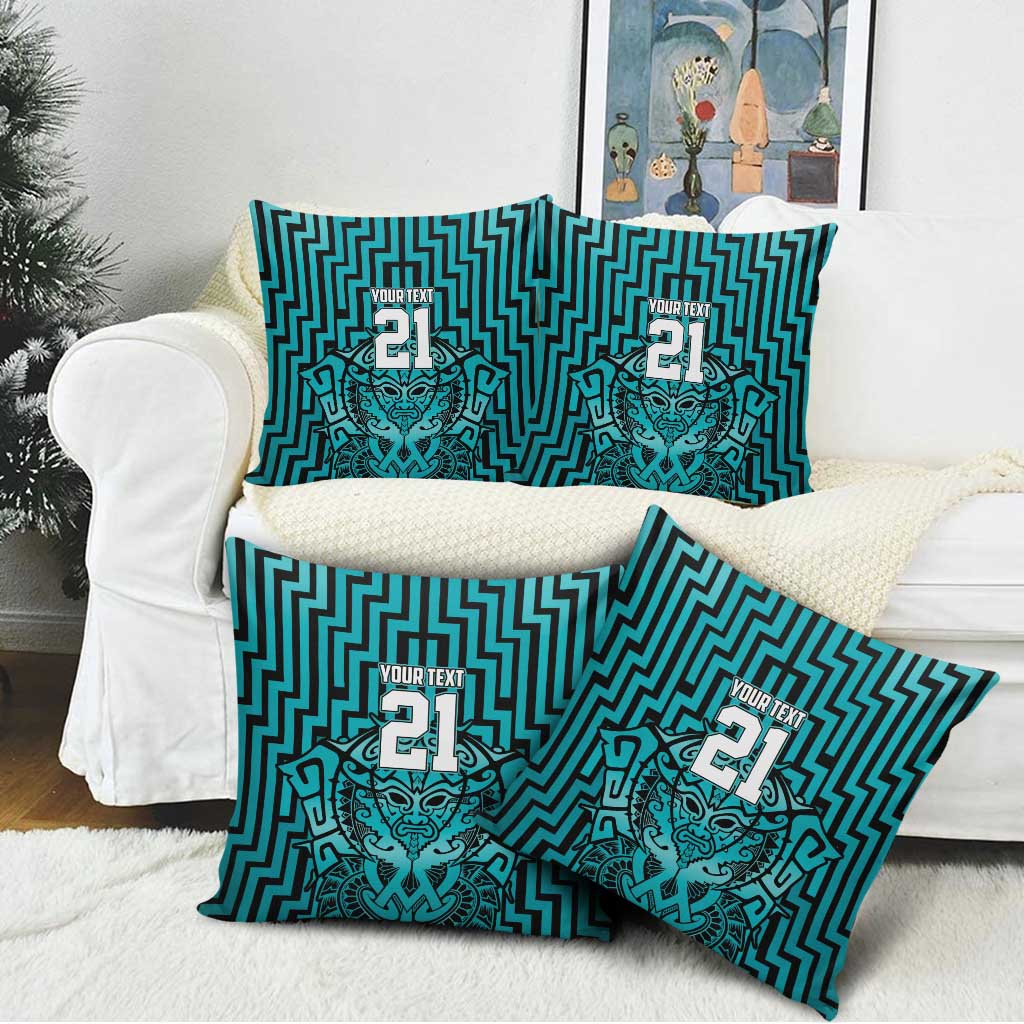 Custom Basketball New Zealand Pillow Cover Teal Maori Ta Moko Indigenous - Aussie Hoodie