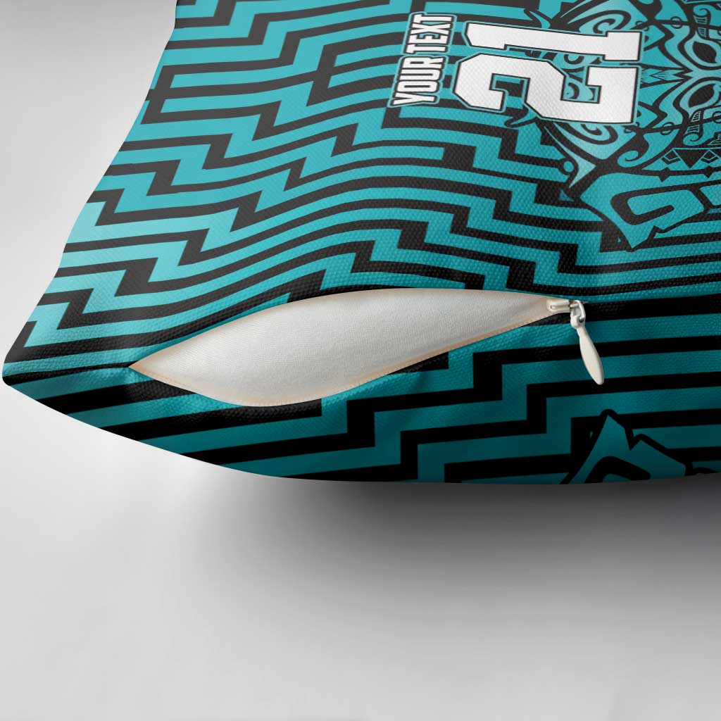 Custom Basketball New Zealand Pillow Cover Teal Maori Ta Moko Indigenous - Aussie Hoodie