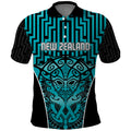 Custom Basketball New Zealand Polo Shirt Teal Maori Ta Moko Indigenous - Aussie Hoodie
