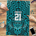 Custom Basketball New Zealand Puzzle Teal Maori Ta Moko Indigenous - Aussie Hoodie