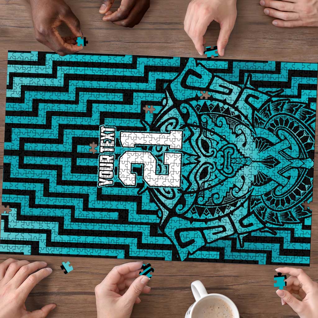 Custom Basketball New Zealand Puzzle Teal Maori Ta Moko Indigenous - Aussie Hoodie