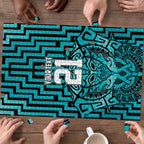 Custom Basketball New Zealand Puzzle Teal Maori Ta Moko Indigenous - Aussie Hoodie
