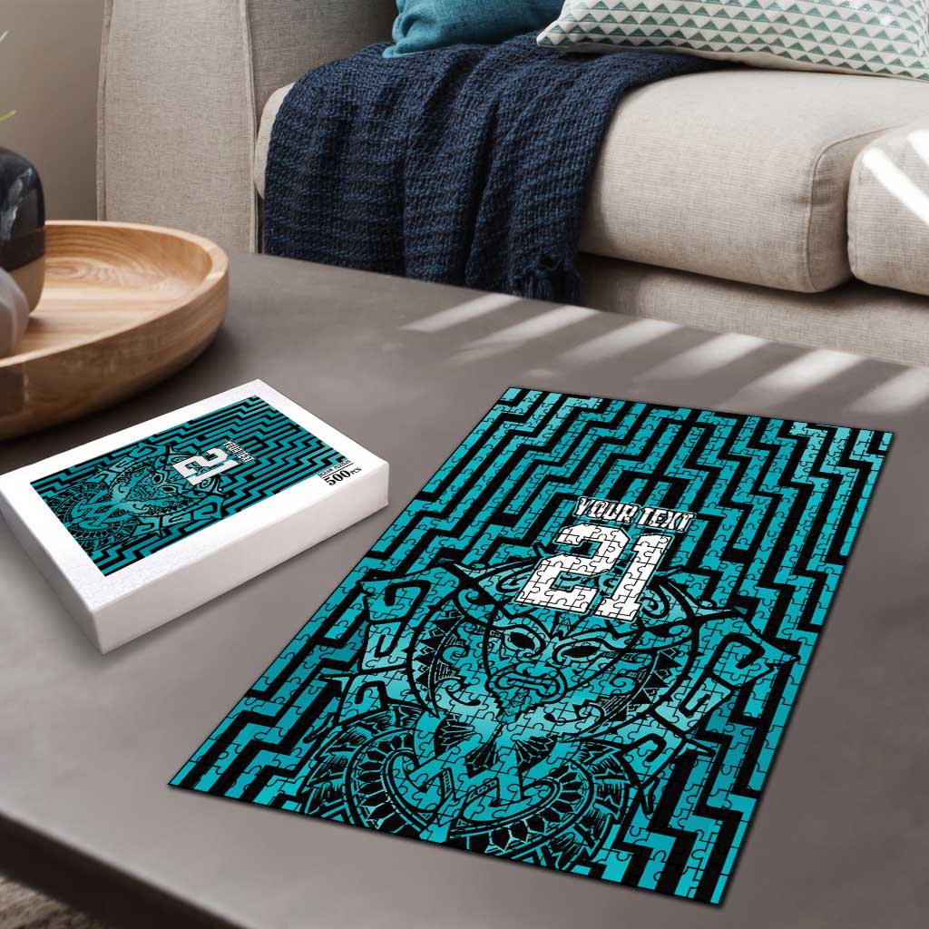 Custom Basketball New Zealand Puzzle Teal Maori Ta Moko Indigenous - Aussie Hoodie