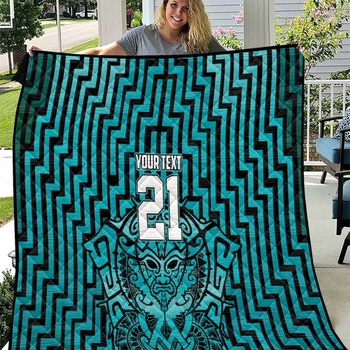 Custom Basketball New Zealand Quilt Teal Maori Ta Moko Indigenous - Aussie Hoodie