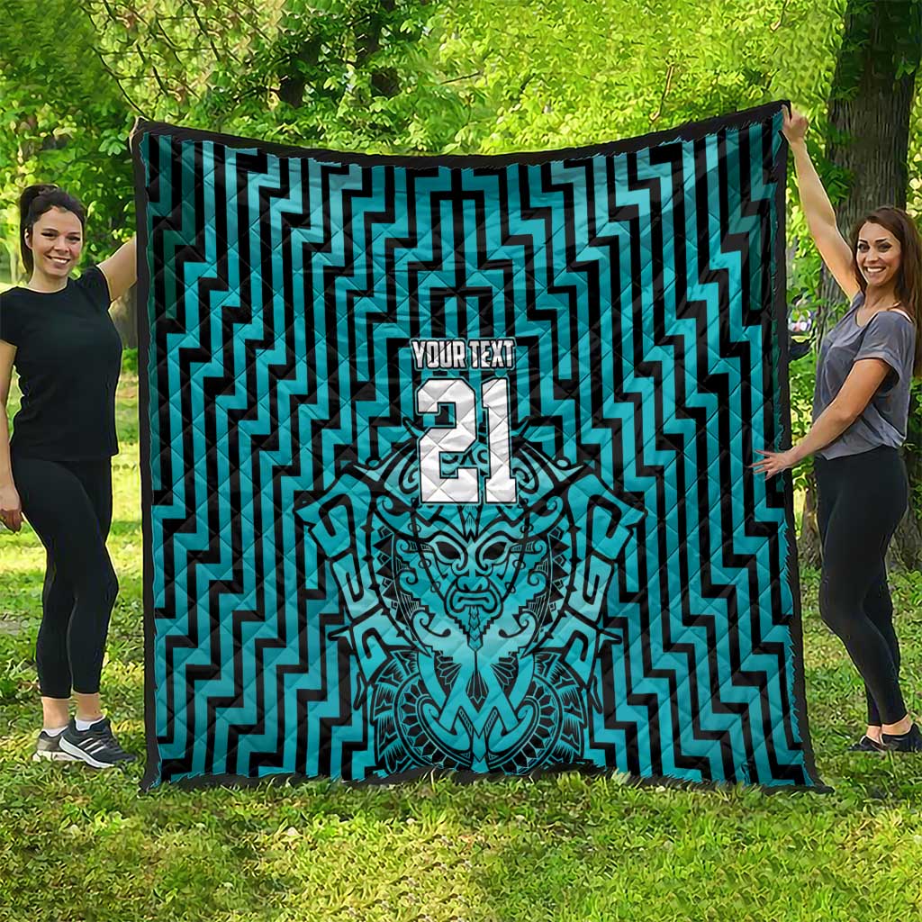 Custom Basketball New Zealand Quilt Teal Maori Ta Moko Indigenous - Aussie Hoodie