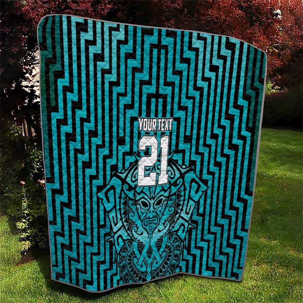 Custom Basketball New Zealand Quilt Teal Maori Ta Moko Indigenous - Aussie Hoodie