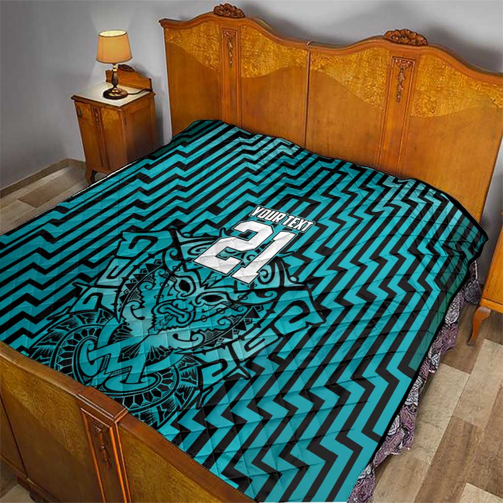 Custom Basketball New Zealand Quilt Teal Maori Ta Moko Indigenous - Aussie Hoodie