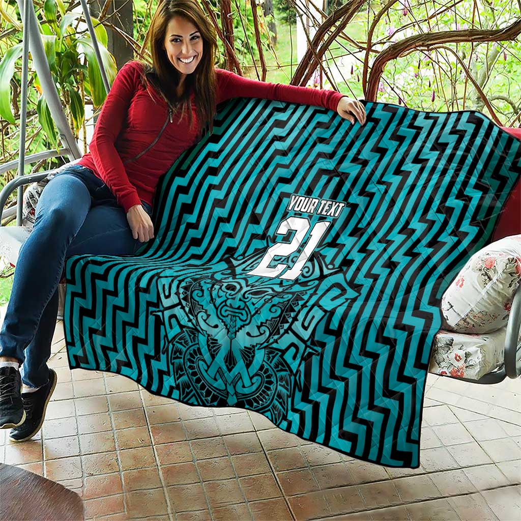 Custom Basketball New Zealand Quilt Teal Maori Ta Moko Indigenous - Aussie Hoodie