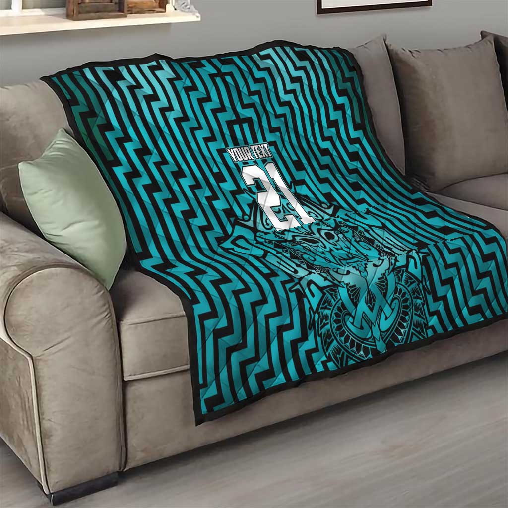 Custom Basketball New Zealand Quilt Teal Maori Ta Moko Indigenous - Aussie Hoodie