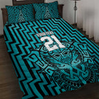 Custom Basketball New Zealand Quilt Bed Set Teal Maori Ta Moko Indigenous - Aussie Hoodie