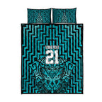 Custom Basketball New Zealand Quilt Bed Set Teal Maori Ta Moko Indigenous - Aussie Hoodie