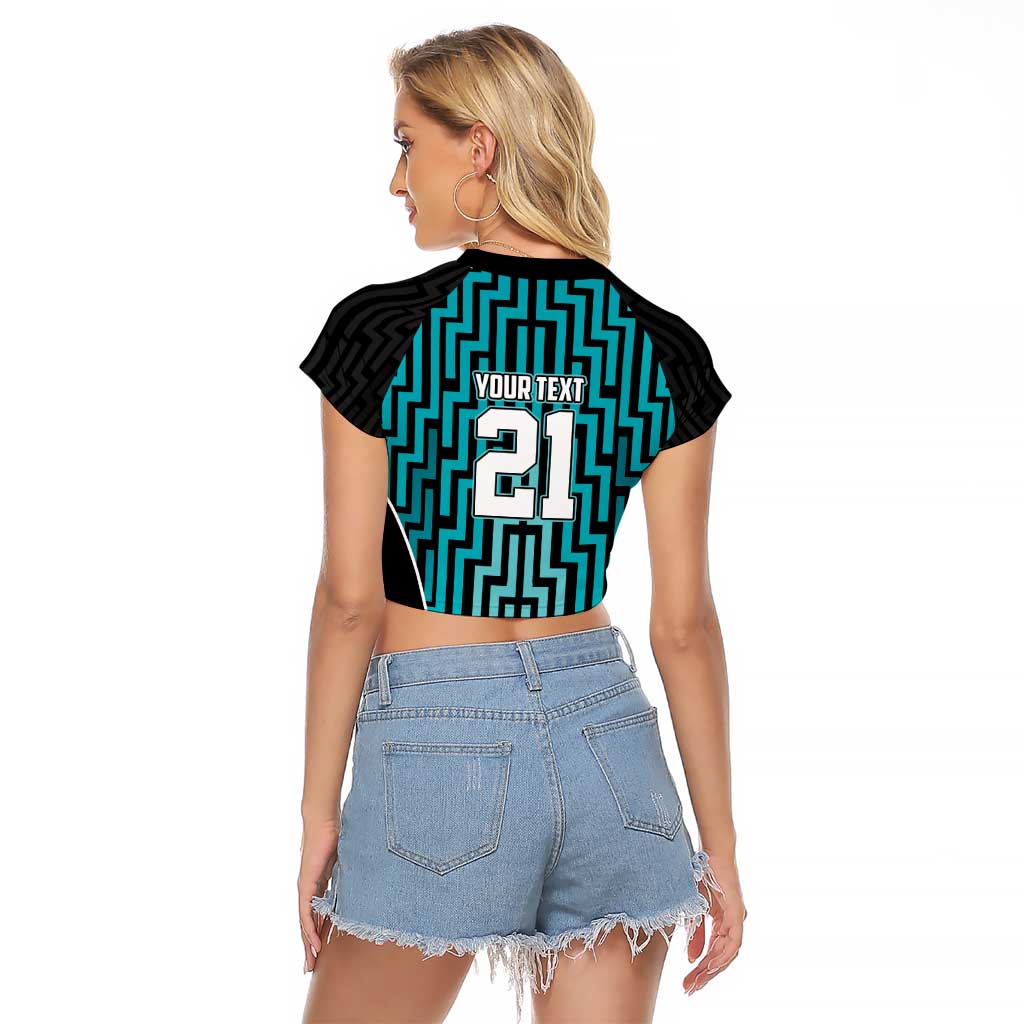 Custom Basketball New Zealand Raglan Cropped T Shirt Teal Maori Ta Moko Indigenous - Aussie Hoodie